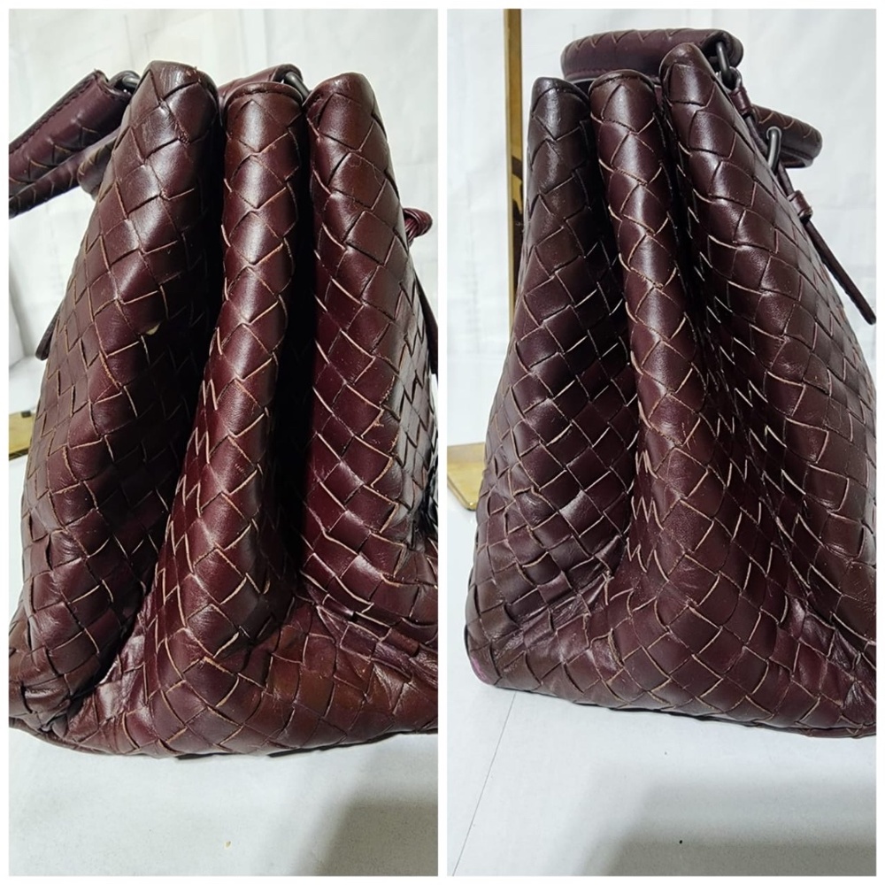 SOLD***Authentic BOTTEGA VENETA Nappa Intrecciato Small Roma Tote Bag Burgundy - Picture 9 of 16